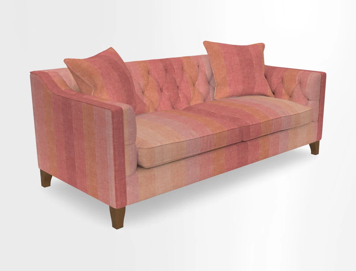 Haresfield 3 Seater Sofa in Linwood Omega Velvet Omega Airforce with Contrasting Piping
