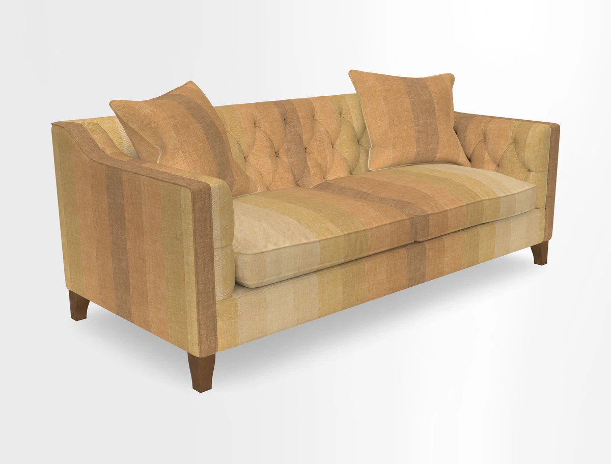 Haresfield 3 Seater Sofa in Linwood Omega Velvet Omega Airforce with Contrasting Piping
