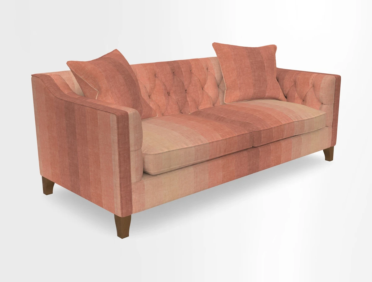 Haresfield 3 Seater Sofa in Linwood Omega Velvet Omega Airforce with Contrasting Piping