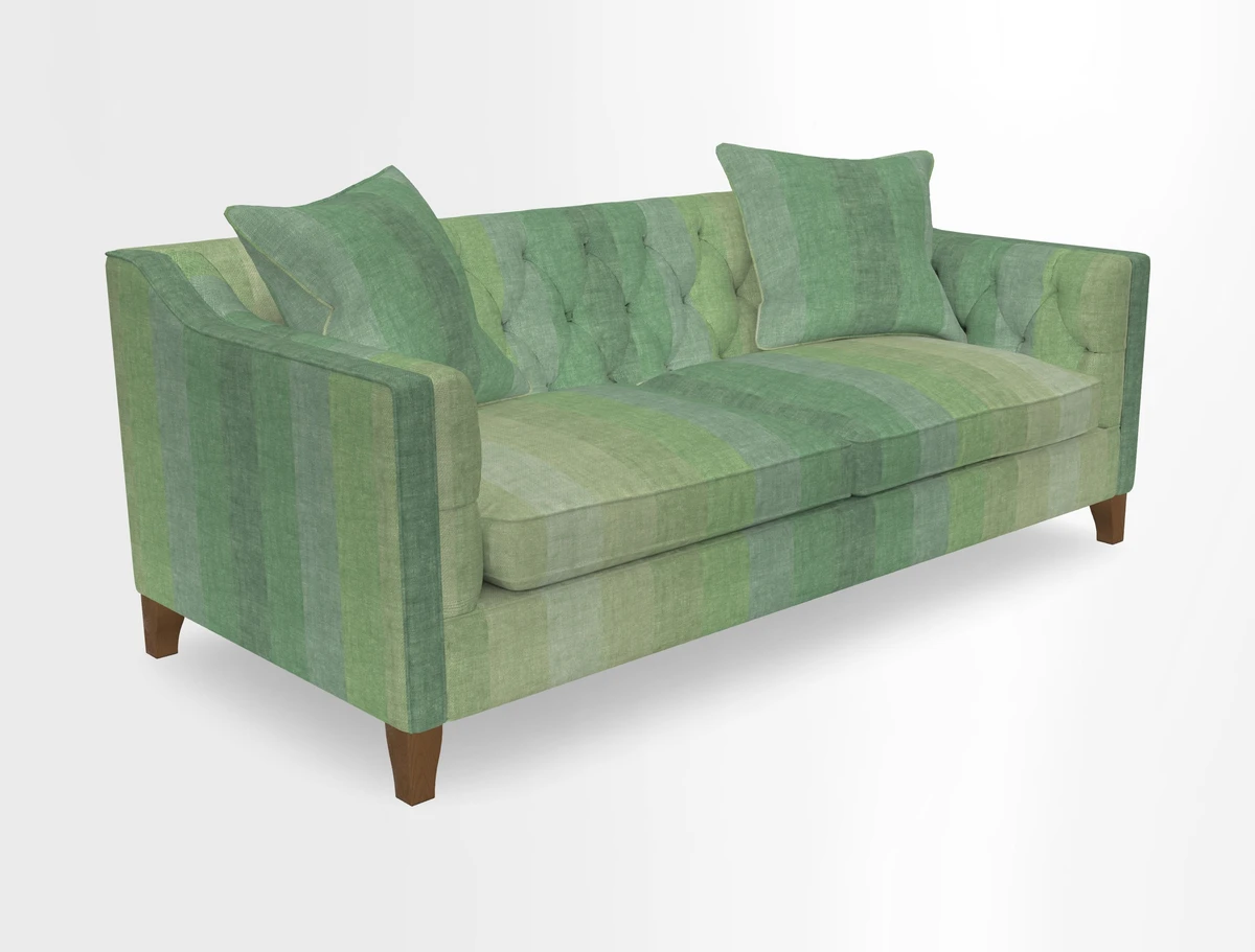 Haresfield 3 Seater Sofa in Linwood Omega Velvet Omega Airforce with Contrasting Piping
