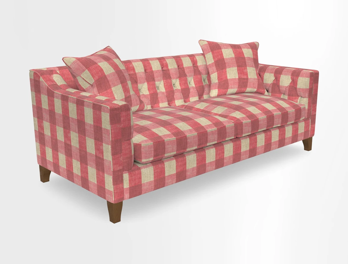 Haresfield 3 Seater Sofa in Linwood Omega Velvet Omega Airforce with Contrasting Piping