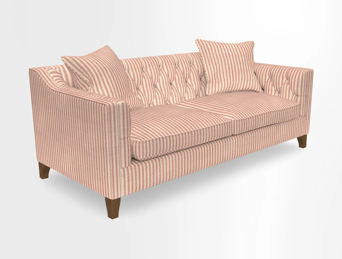 Haresfield 3 Seater Sofa in Linwood Omega Velvet Omega Airforce with Contrasting Piping