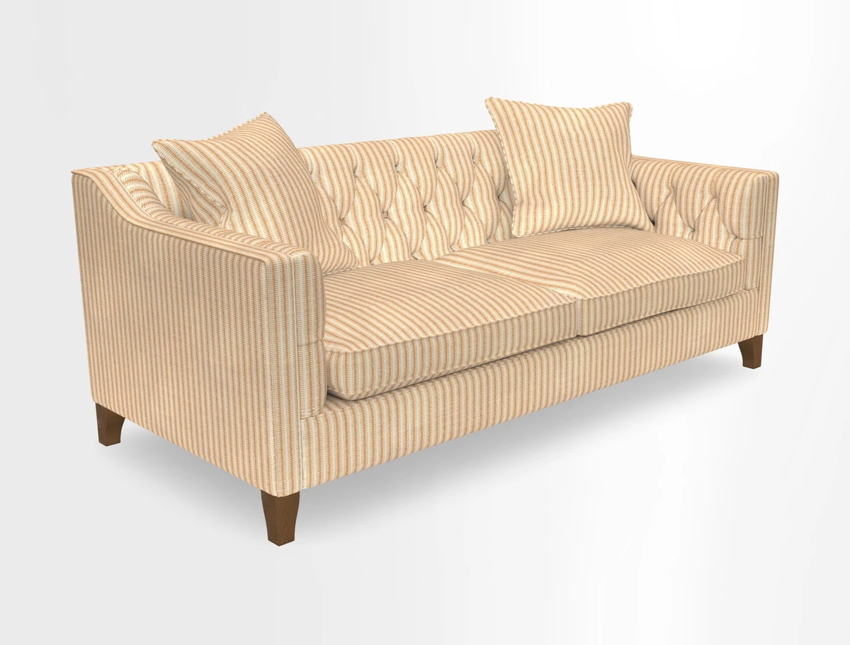 Haresfield 3 Seater Sofa in Linwood Omega Velvet Omega Airforce with Contrasting Piping