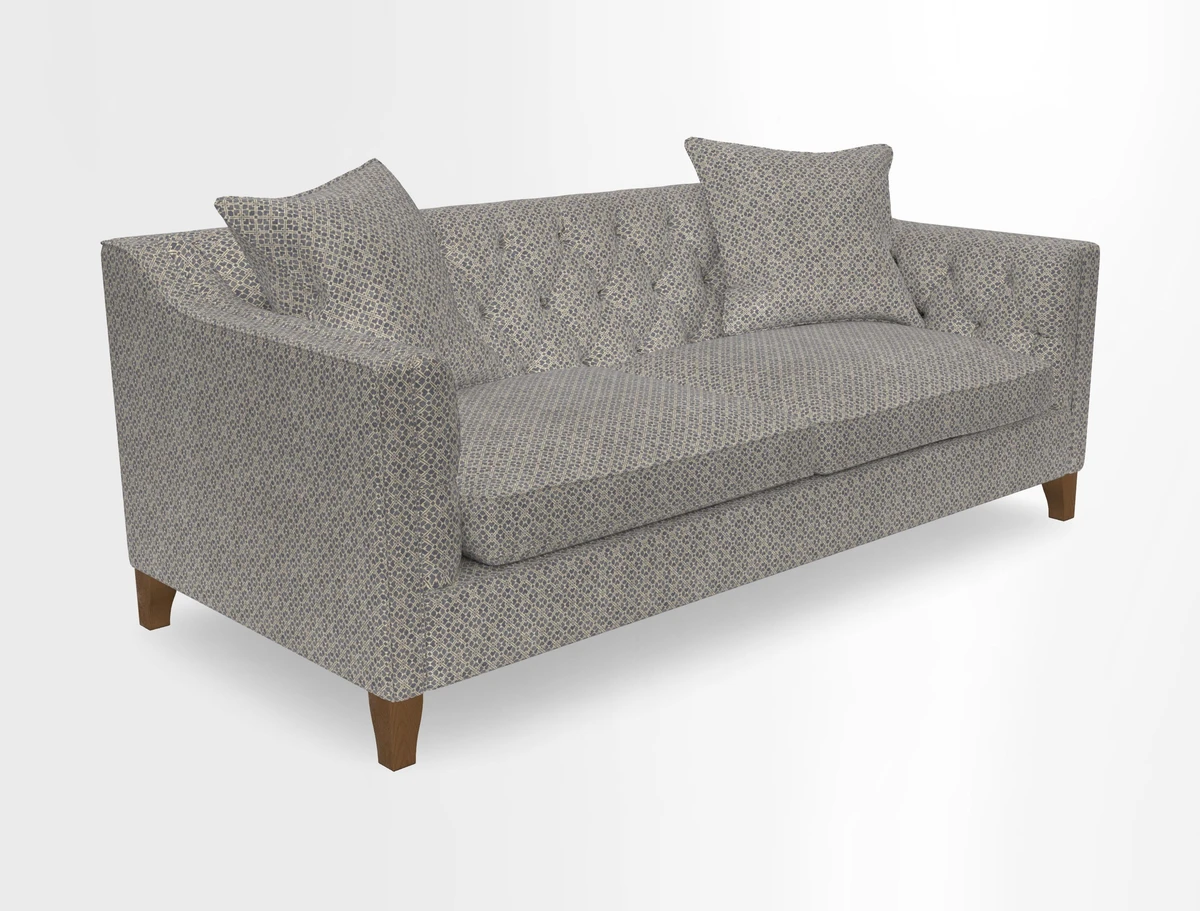 Haresfield 3 Seater Sofa in Linwood Omega Velvet Omega Airforce with Contrasting Piping