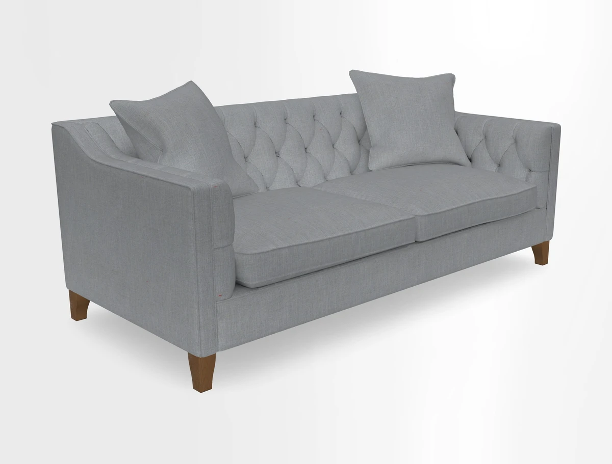Haresfield 3 Seater Sofa in Linwood Omega Velvet Omega Airforce with Contrasting Piping