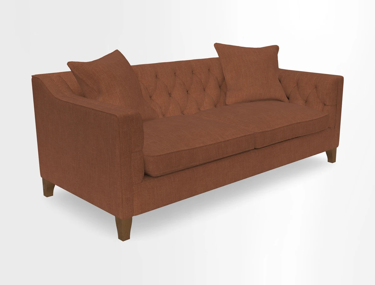 Haresfield 3 Seater Sofa in Linwood Omega Velvet Omega Airforce with Contrasting Piping