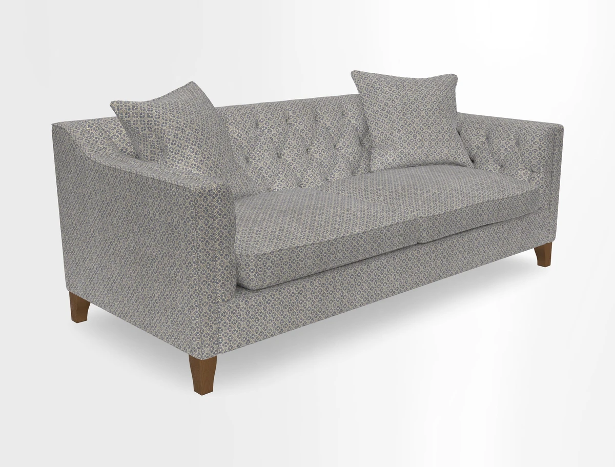 Haresfield 3 Seater Sofa in Linwood Omega Velvet Omega Airforce with Contrasting Piping