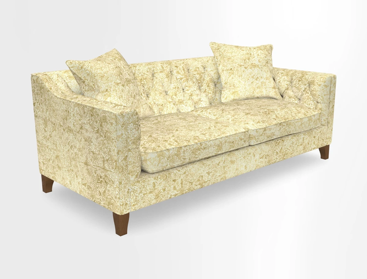 Haresfield 3 Seater Sofa in Linwood Omega Velvet Omega Airforce with Contrasting Piping