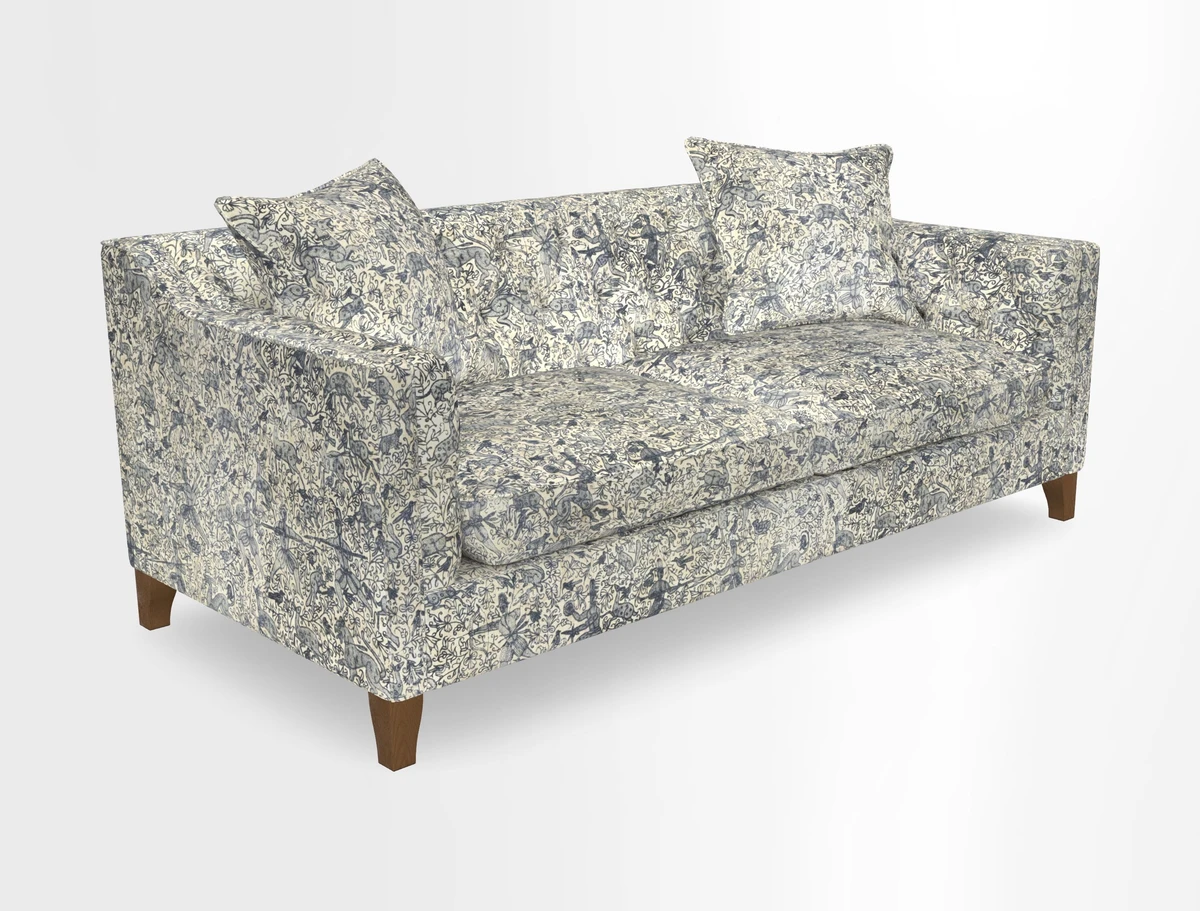 Haresfield 3 Seater Sofa in Linwood Omega Velvet Omega Airforce with Contrasting Piping