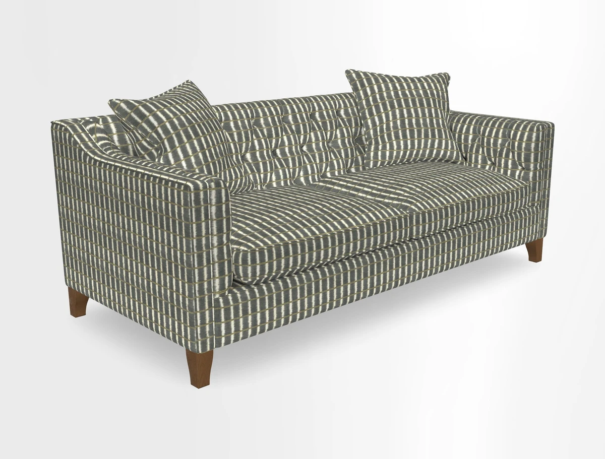 Haresfield 3 Seater Sofa in Linwood Omega Velvet Omega Airforce with Contrasting Piping