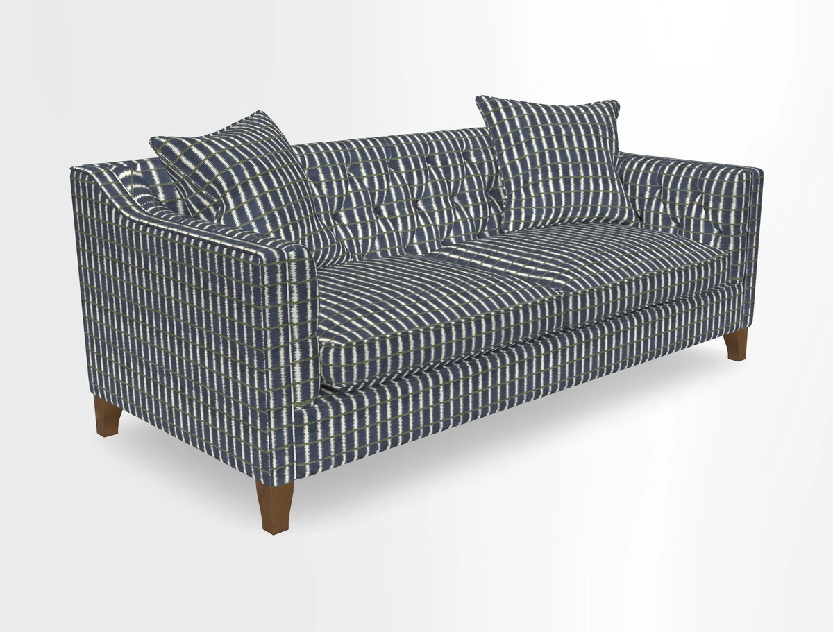 Haresfield 3 Seater Sofa in Linwood Omega Velvet Omega Airforce with Contrasting Piping