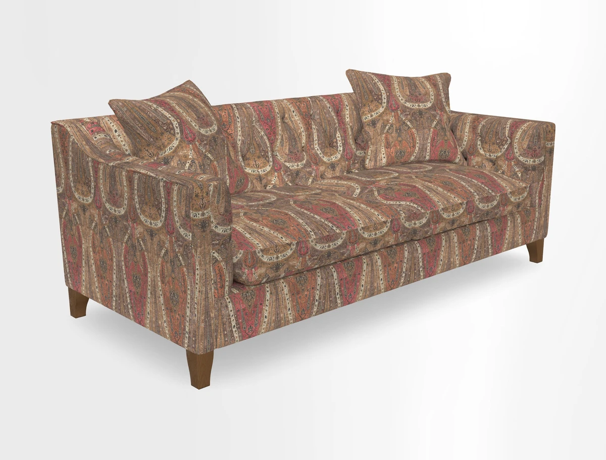 Haresfield 3 Seater Sofa in Linwood Omega Velvet Omega Airforce with Contrasting Piping