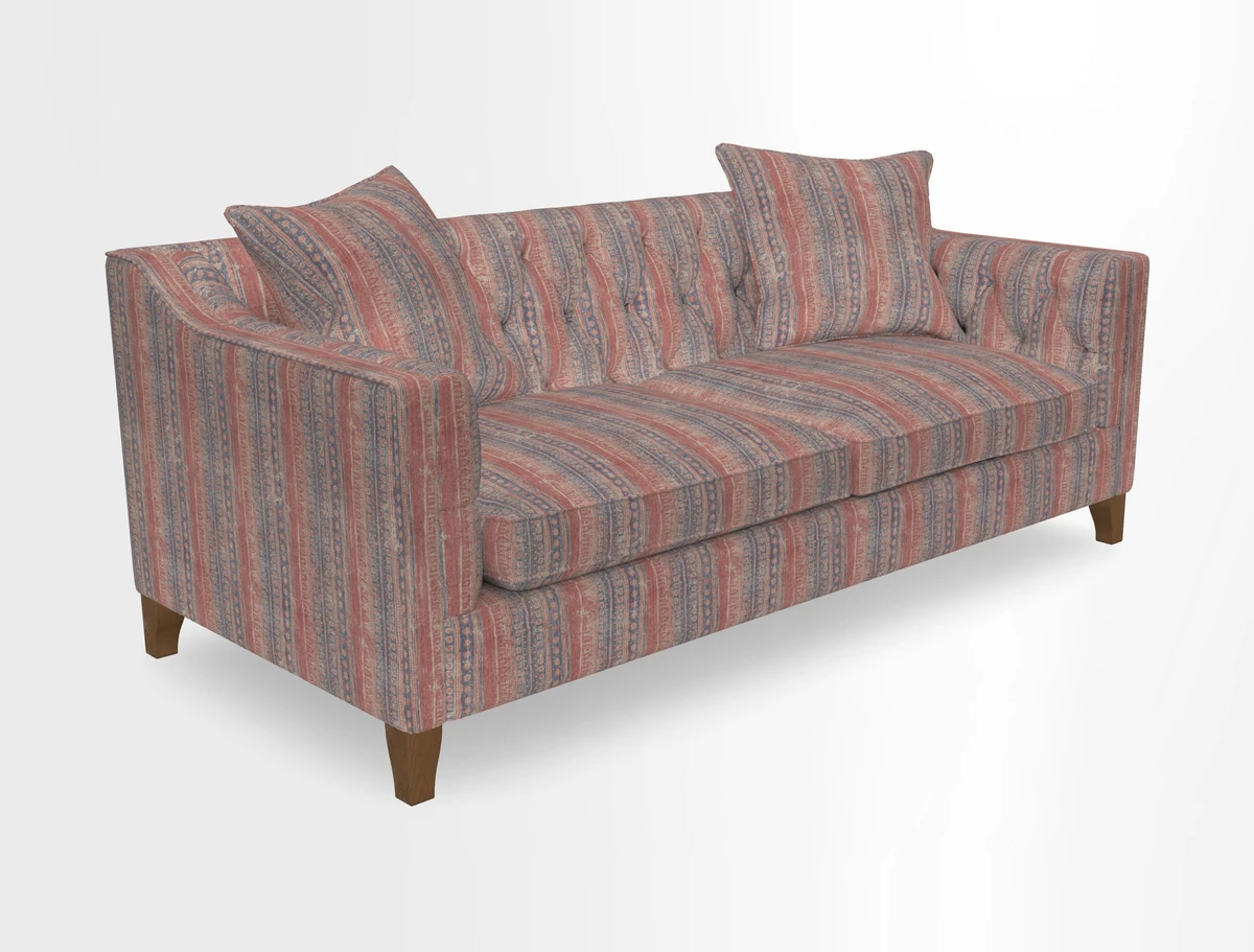 Haresfield 3 Seater Sofa in Linwood Omega Velvet Omega Airforce with Contrasting Piping