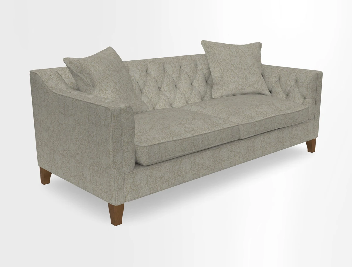Haresfield 3 Seater Sofa in Linwood Omega Velvet Omega Airforce with Contrasting Piping