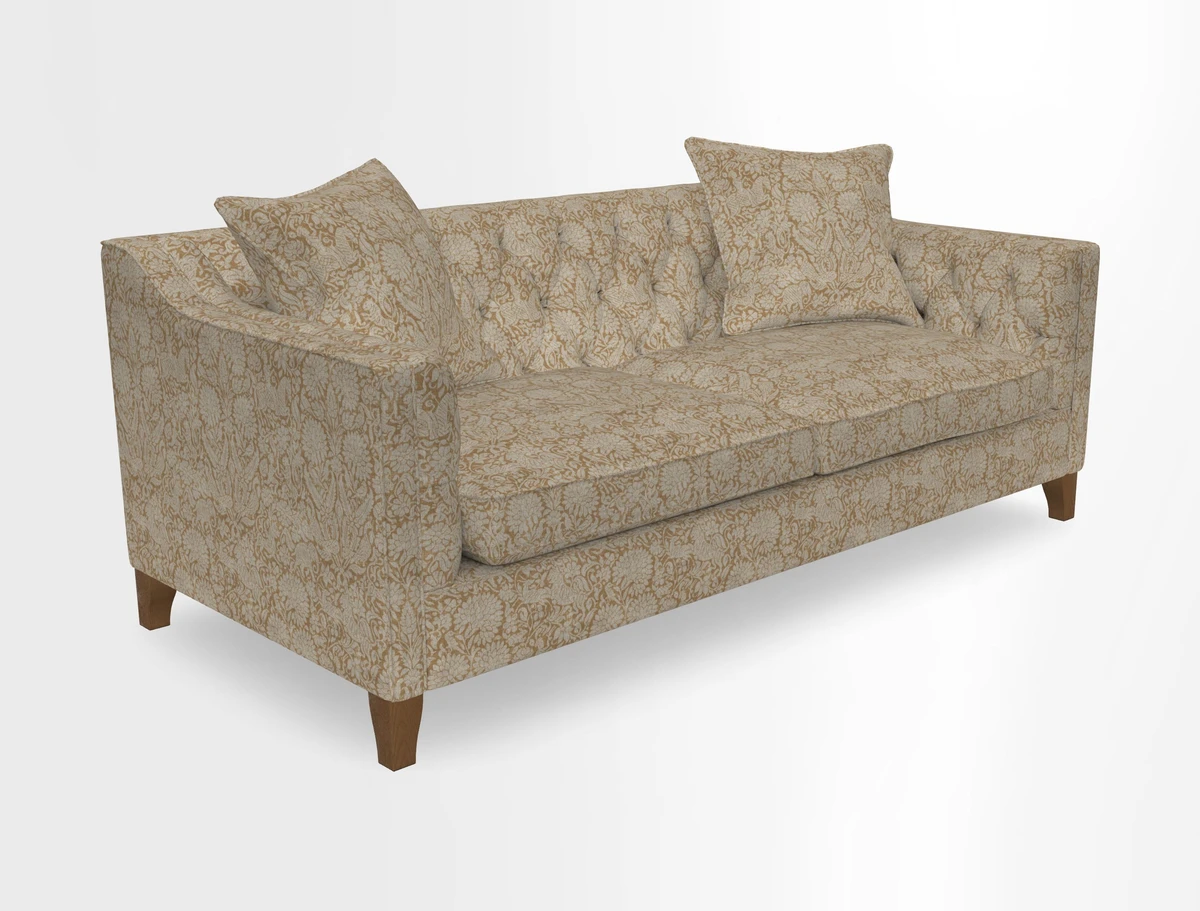 Haresfield 3 Seater Sofa in Linwood Omega Velvet Omega Airforce with Contrasting Piping