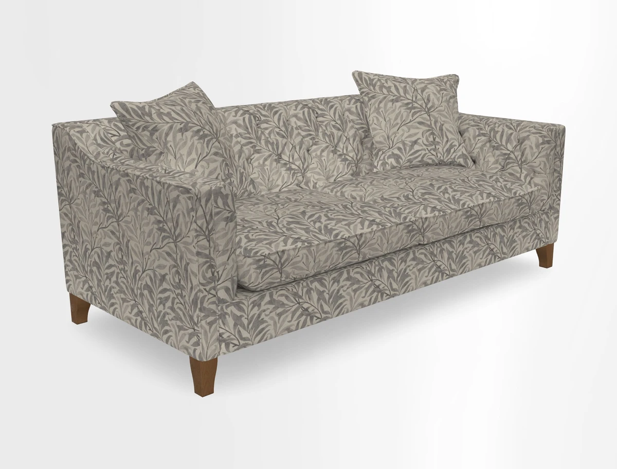 Haresfield 3 Seater Sofa in Linwood Omega Velvet Omega Airforce with Contrasting Piping