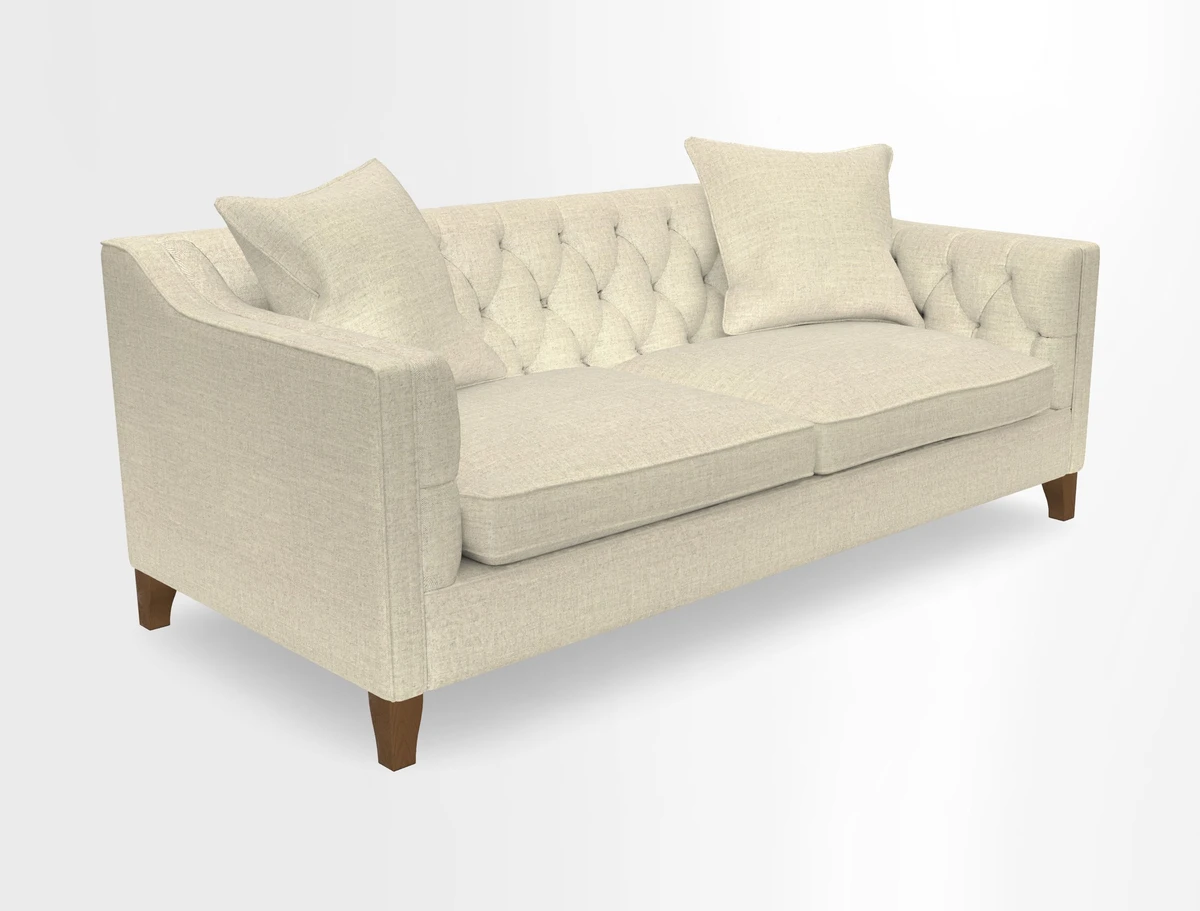 Haresfield 3 Seater Sofa in Linwood Omega Velvet Omega Airforce with Contrasting Piping