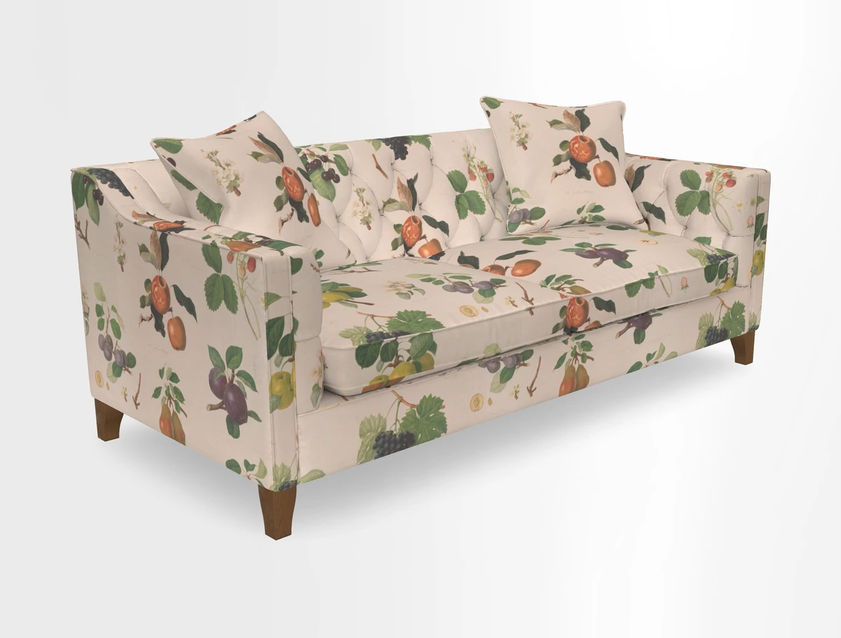 Haresfield 3 Seater Sofa in Linwood Omega Velvet Omega Airforce with Contrasting Piping