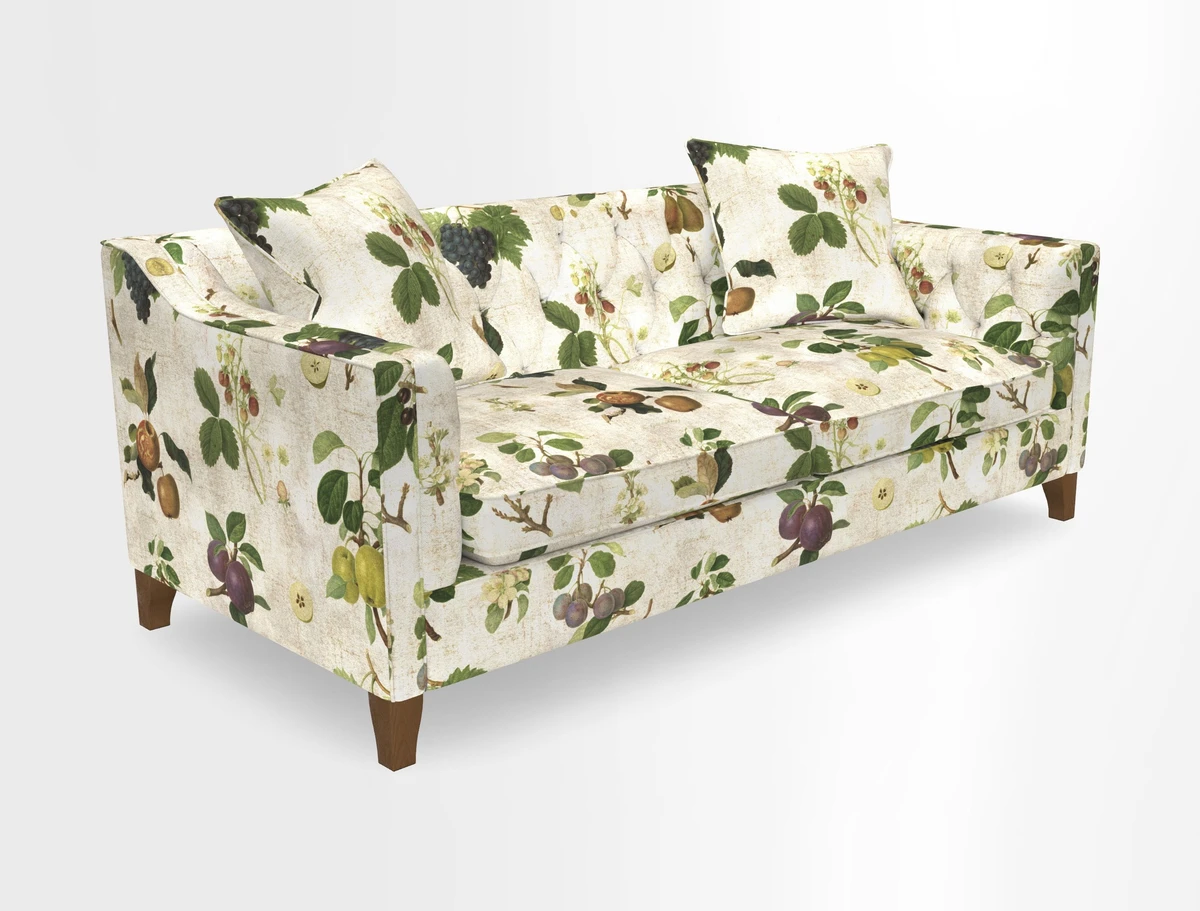 Haresfield 3 Seater Sofa in Linwood Omega Velvet Omega Airforce with Contrasting Piping