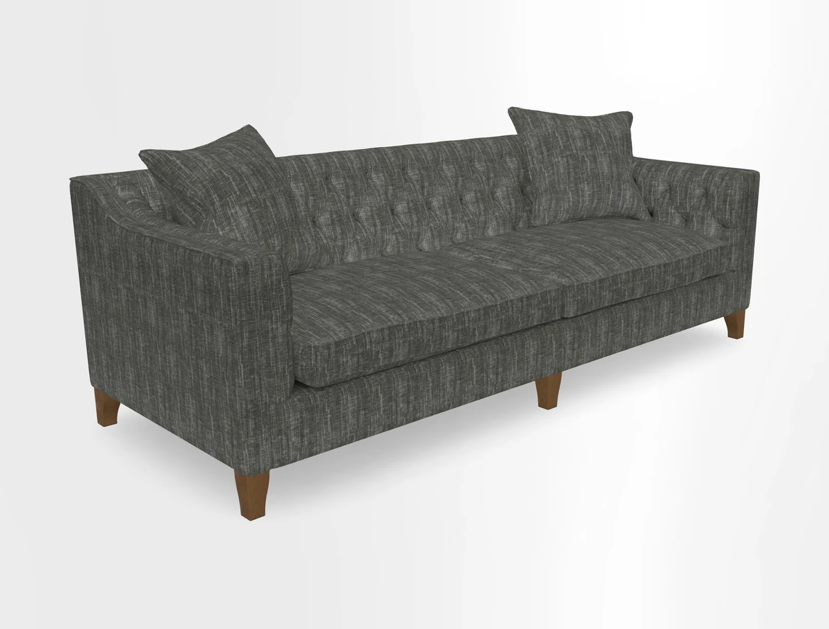 Haresfield 3 Seater Sofa in Linwood Omega Velvet Omega Airforce with Contrasting Piping