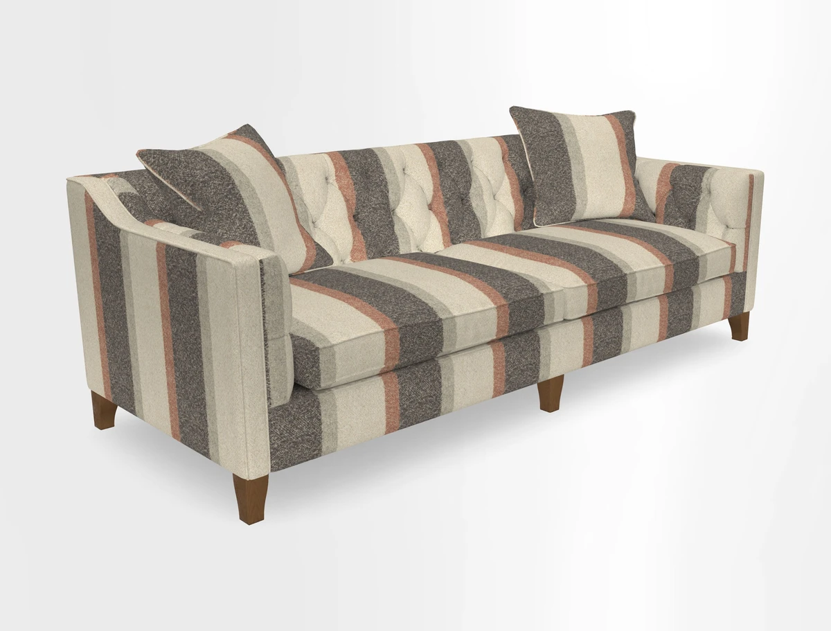 Haresfield 3 Seater Sofa in Linwood Omega Velvet Omega Airforce with Contrasting Piping