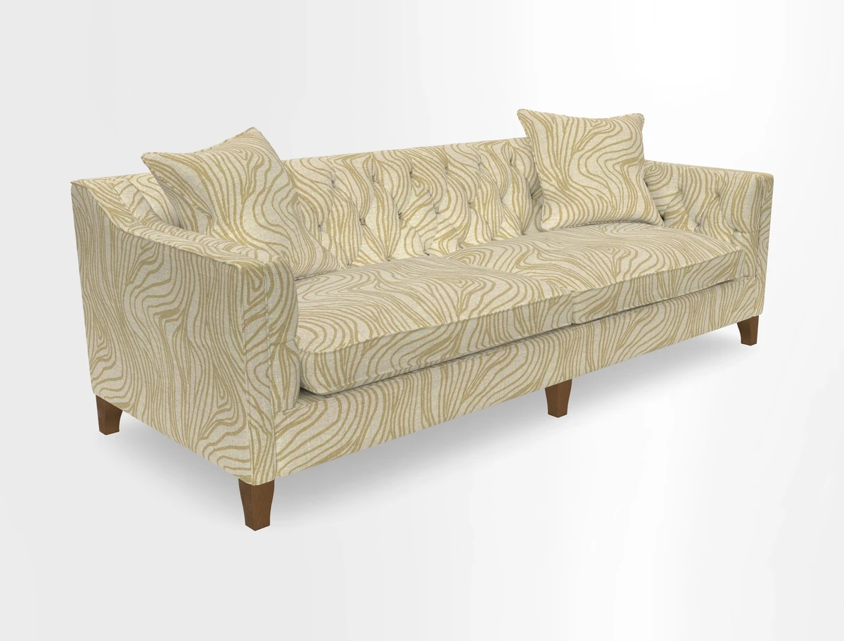 Haresfield 3 Seater Sofa in Linwood Omega Velvet Omega Airforce with Contrasting Piping