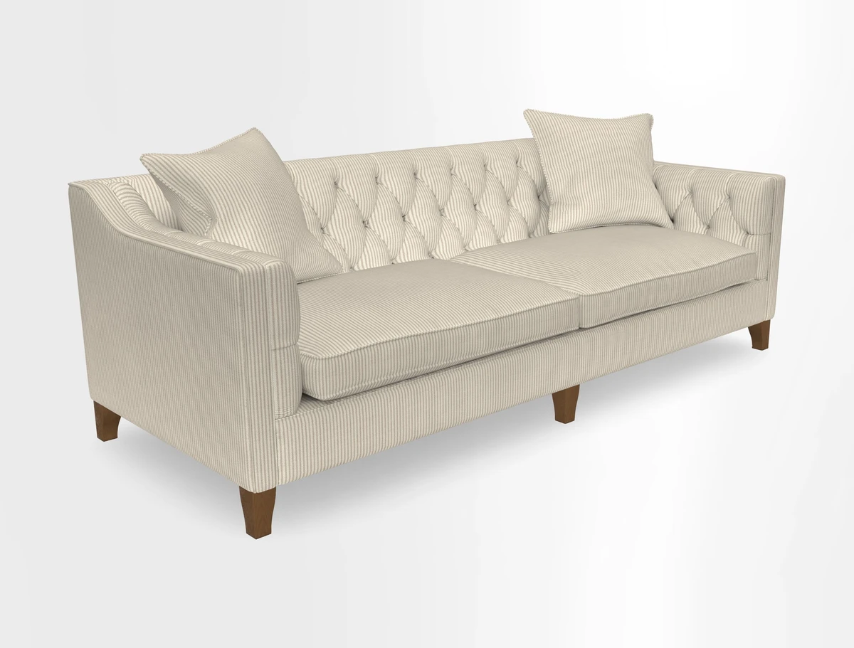 Haresfield 3 Seater Sofa in Linwood Omega Velvet Omega Airforce with Contrasting Piping