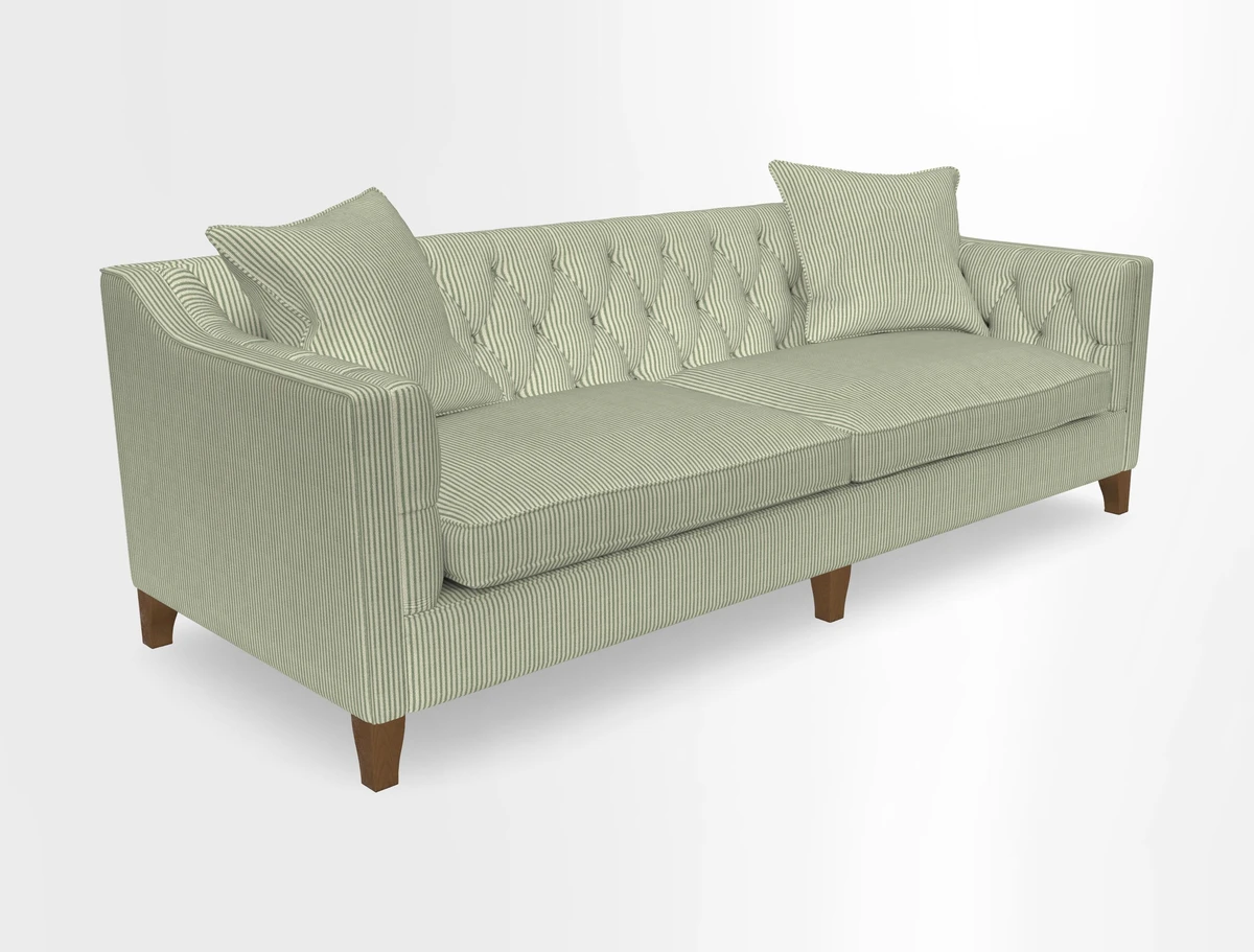 Haresfield 3 Seater Sofa in Linwood Omega Velvet Omega Airforce with Contrasting Piping