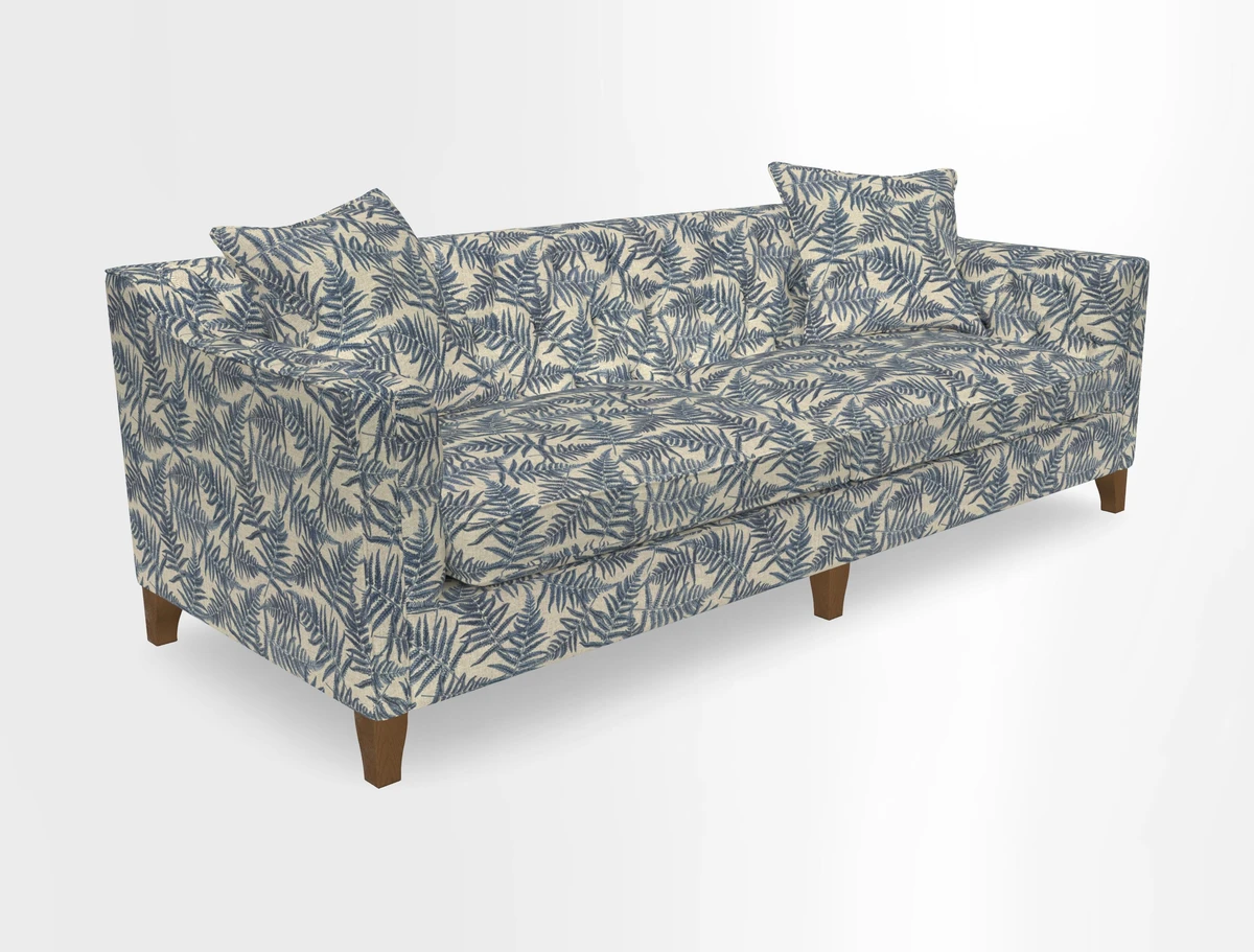 Haresfield 3 Seater Sofa in Linwood Omega Velvet Omega Airforce with Contrasting Piping