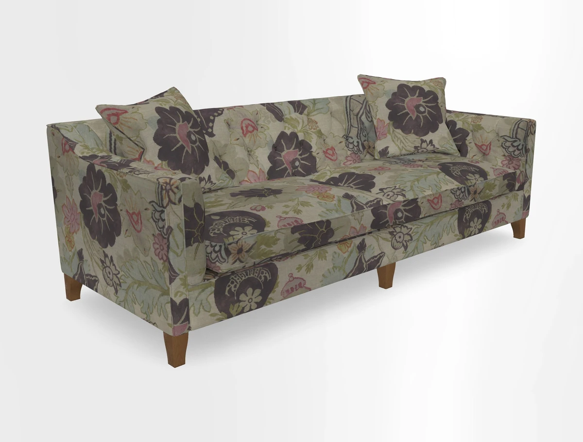 Haresfield 3 Seater Sofa in Linwood Omega Velvet Omega Airforce with Contrasting Piping