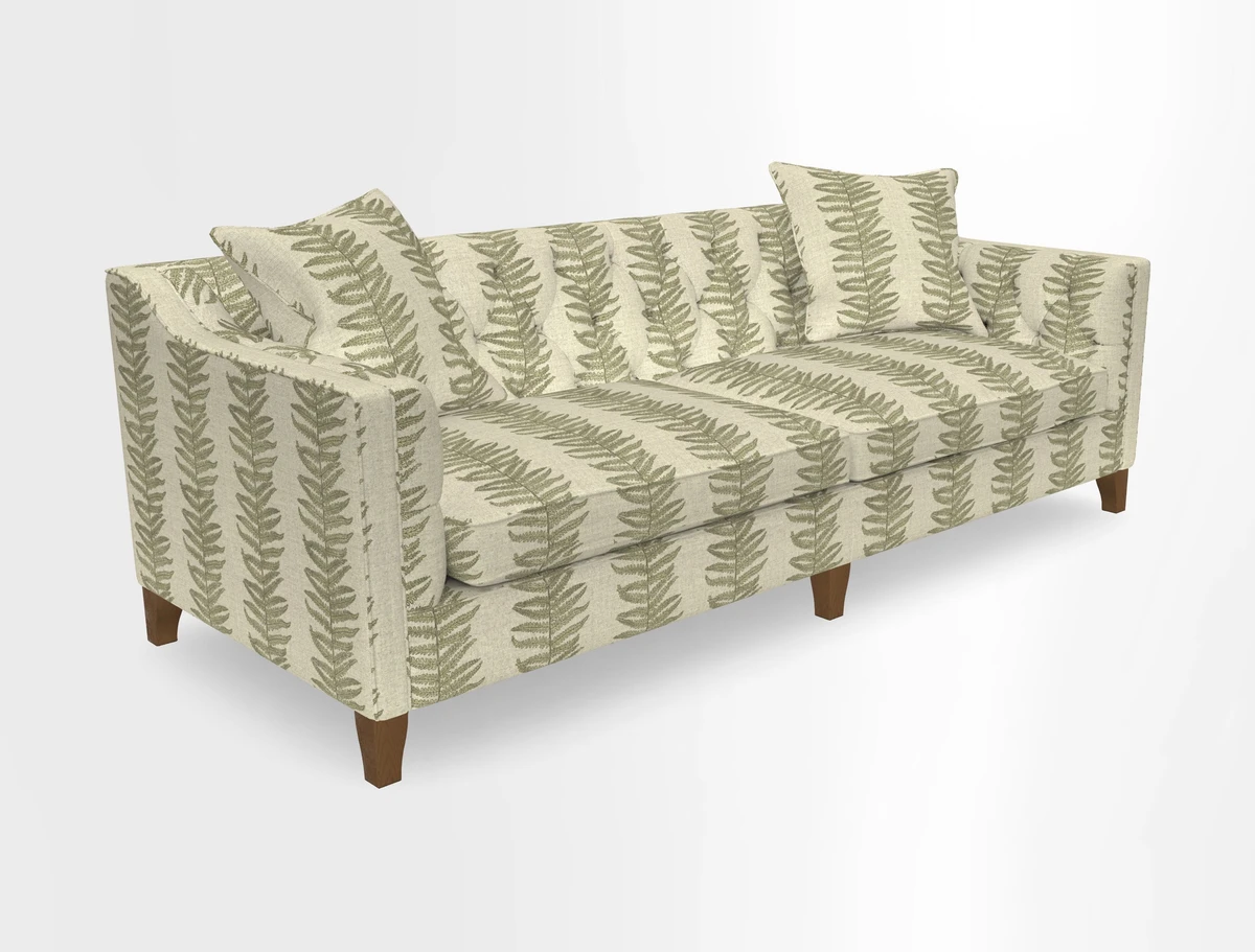 Haresfield 3 Seater Sofa in Linwood Omega Velvet Omega Airforce with Contrasting Piping