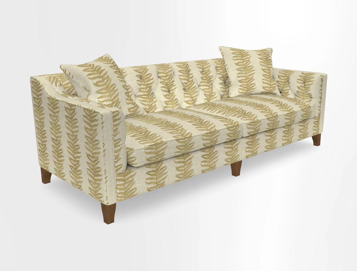 Haresfield 3 Seater Sofa in Linwood Omega Velvet Omega Airforce with Contrasting Piping