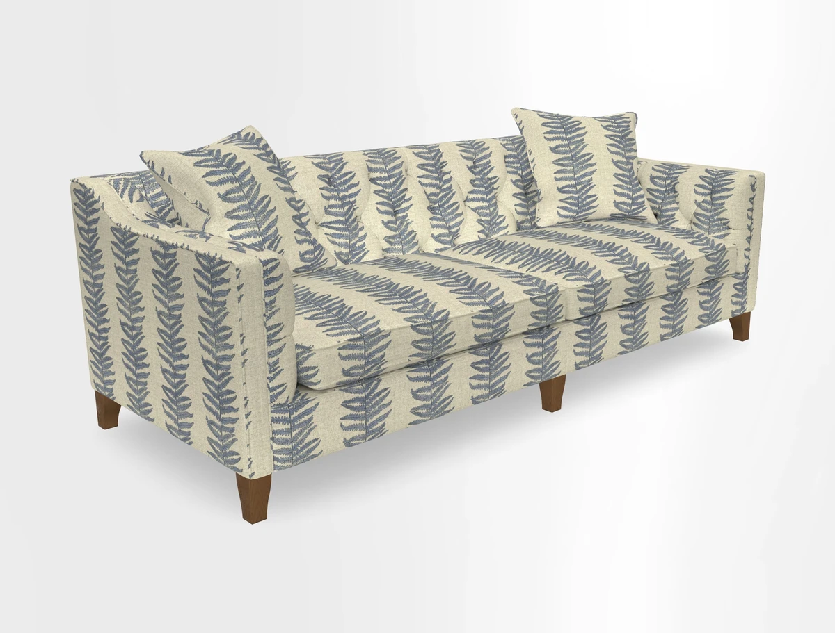 Haresfield 3 Seater Sofa in Linwood Omega Velvet Omega Airforce with Contrasting Piping