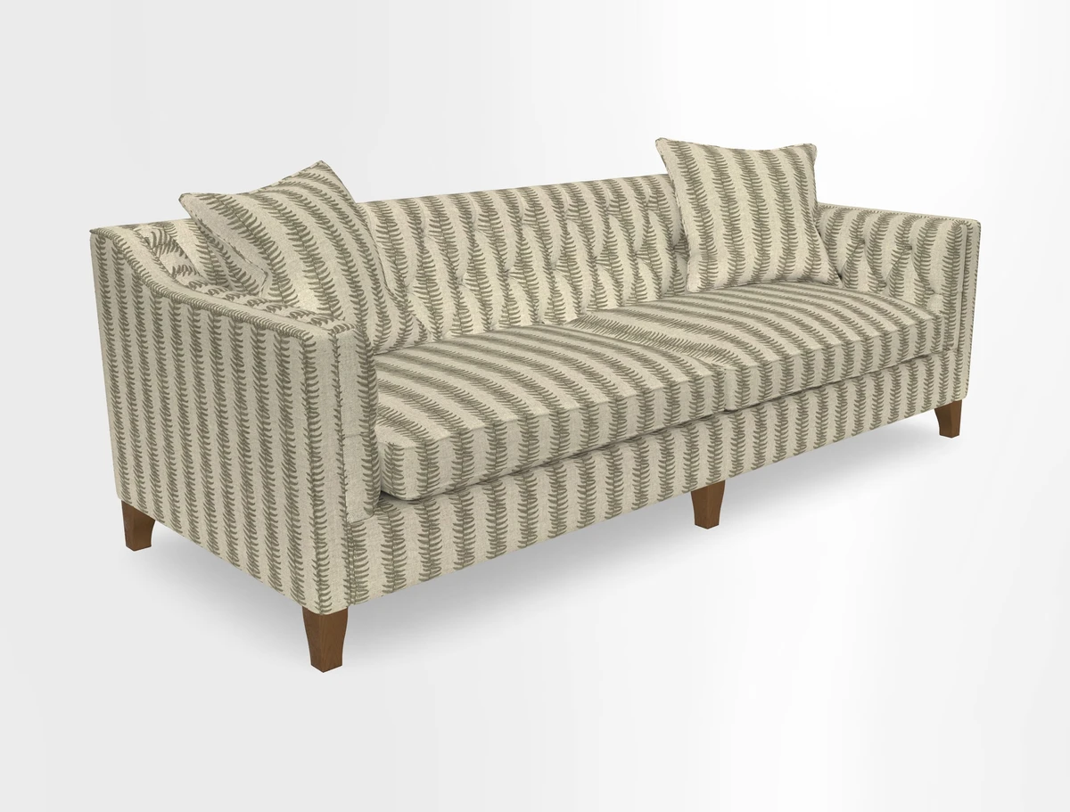 Haresfield 3 Seater Sofa in Linwood Omega Velvet Omega Airforce with Contrasting Piping
