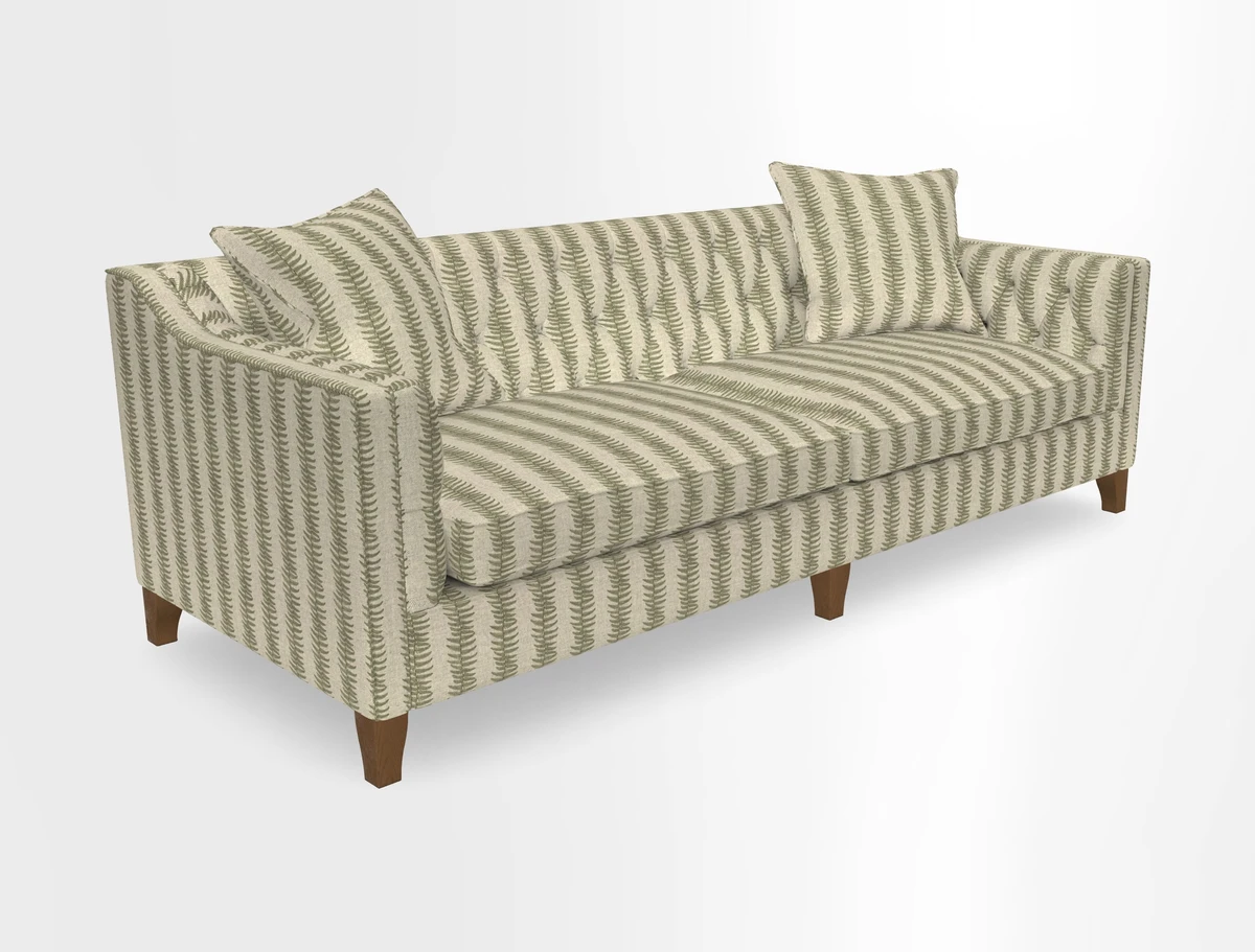 Haresfield 3 Seater Sofa in Linwood Omega Velvet Omega Airforce with Contrasting Piping