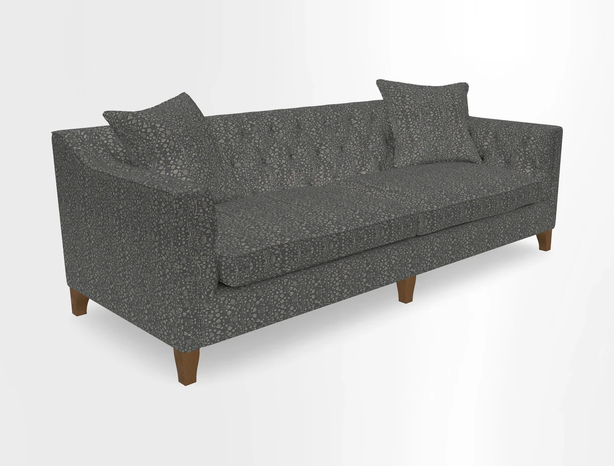 Haresfield 3 Seater Sofa in Linwood Omega Velvet Omega Airforce with Contrasting Piping