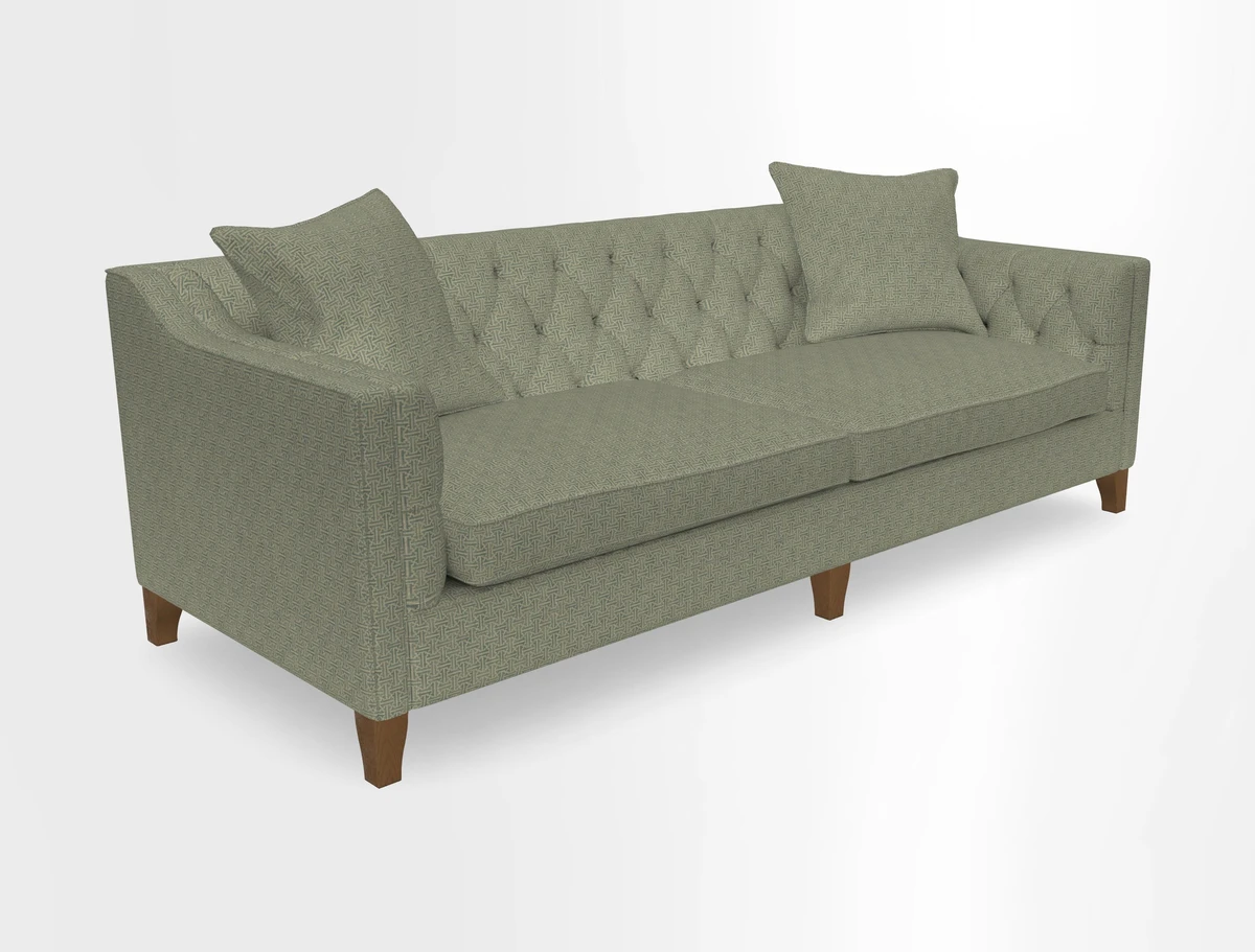 Haresfield 3 Seater Sofa in Linwood Omega Velvet Omega Airforce with Contrasting Piping