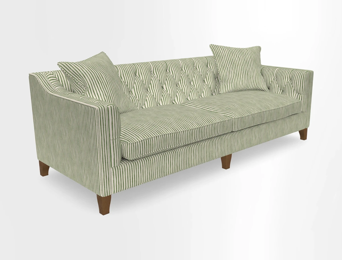 Haresfield 3 Seater Sofa in Linwood Omega Velvet Omega Airforce with Contrasting Piping