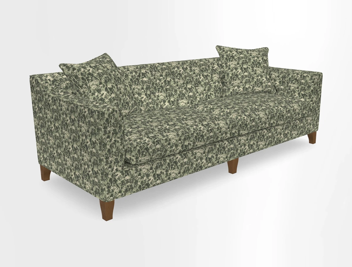 Haresfield 3 Seater Sofa in Linwood Omega Velvet Omega Airforce with Contrasting Piping