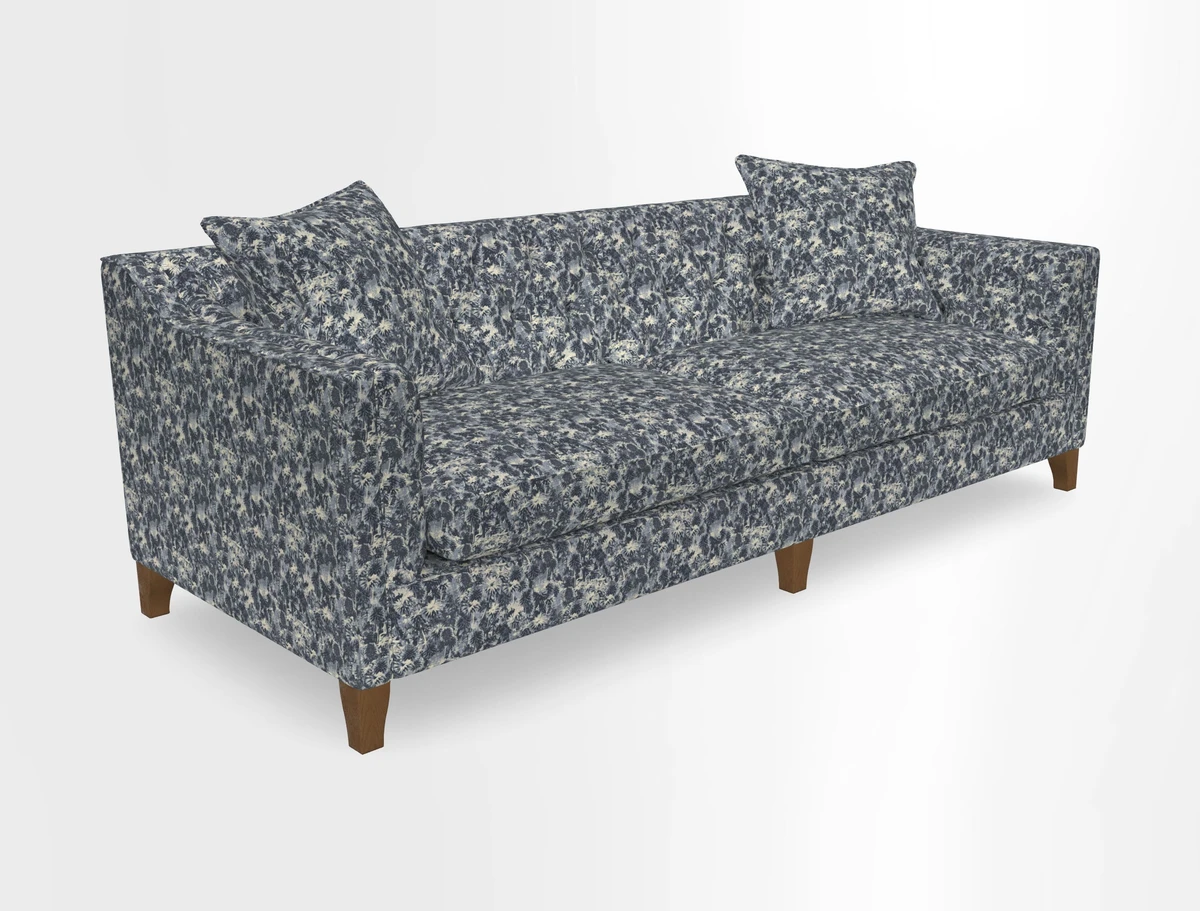 Haresfield 3 Seater Sofa in Linwood Omega Velvet Omega Airforce with Contrasting Piping