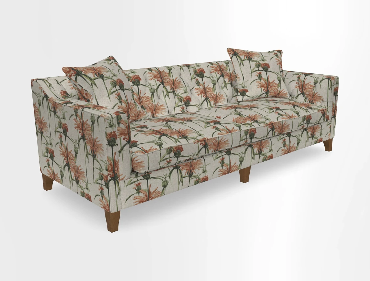 Haresfield 3 Seater Sofa in Linwood Omega Velvet Omega Airforce with Contrasting Piping
