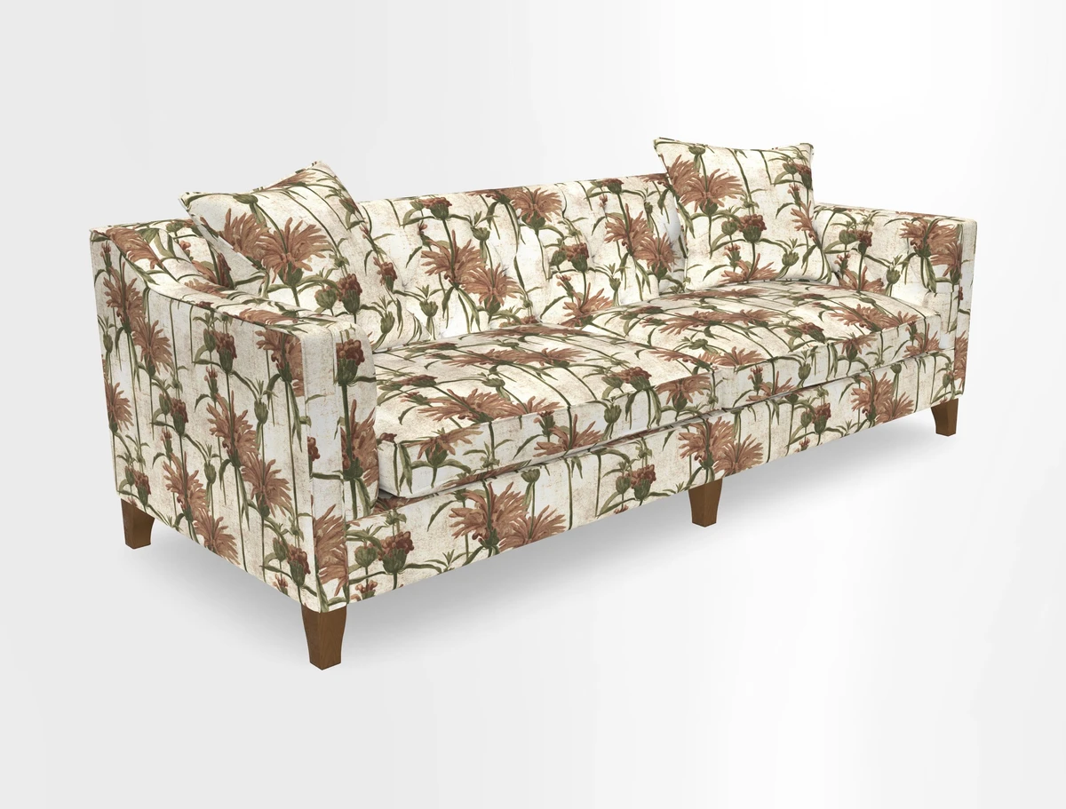 Haresfield 3 Seater Sofa in Linwood Omega Velvet Omega Airforce with Contrasting Piping