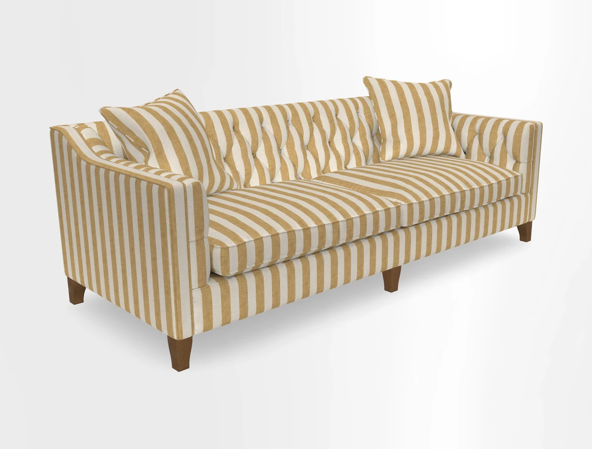 Haresfield 3 Seater Sofa in Linwood Omega Velvet Omega Airforce with Contrasting Piping