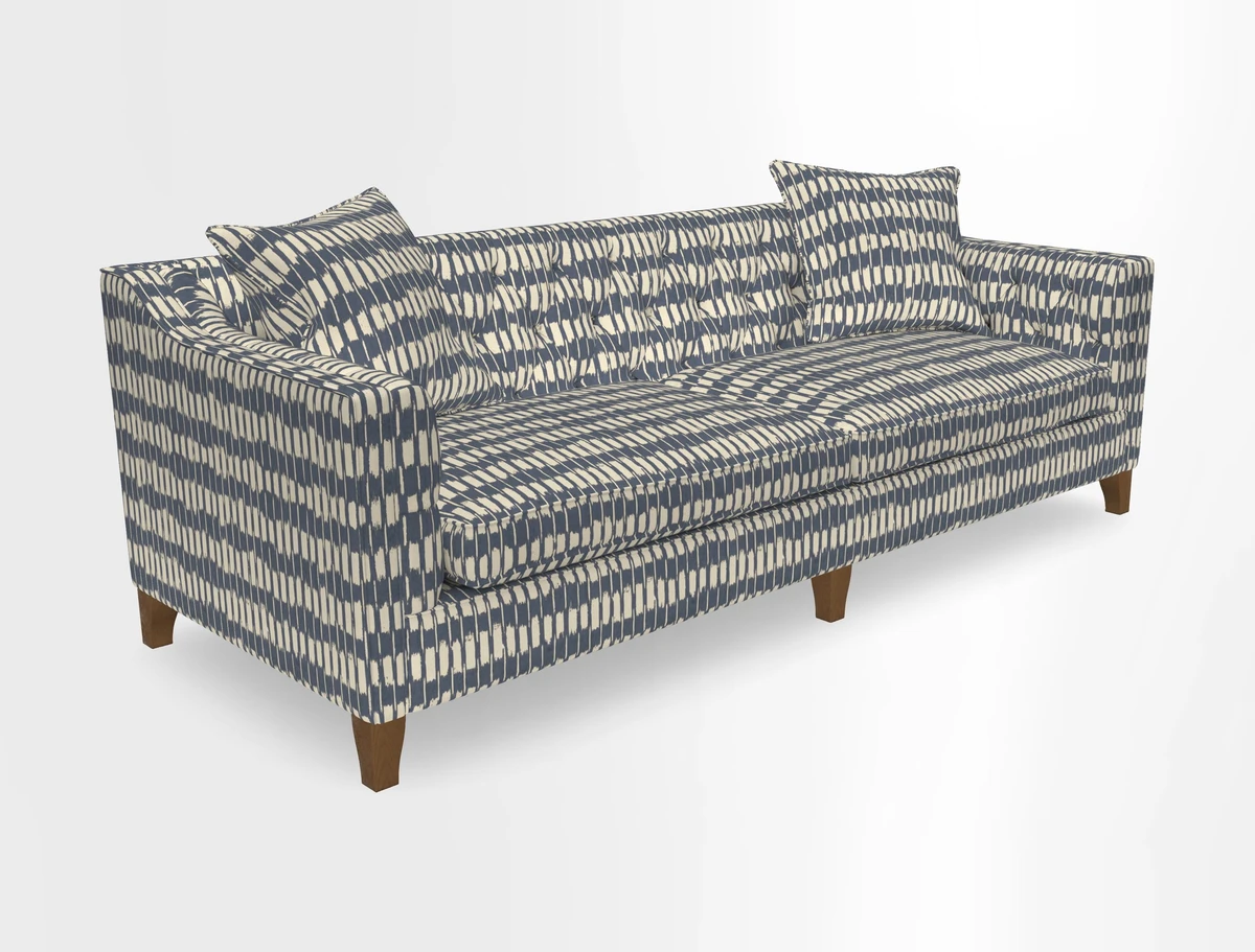 Haresfield 3 Seater Sofa in Linwood Omega Velvet Omega Airforce with Contrasting Piping