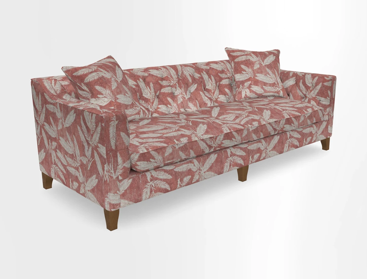 Haresfield 3 Seater Sofa in Linwood Omega Velvet Omega Airforce with Contrasting Piping