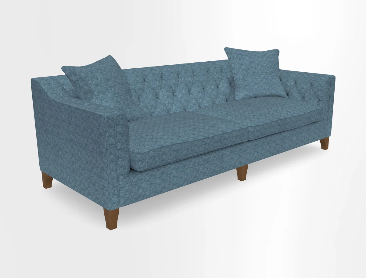 Haresfield 3 Seater Sofa in Linwood Omega Velvet Omega Airforce with Contrasting Piping