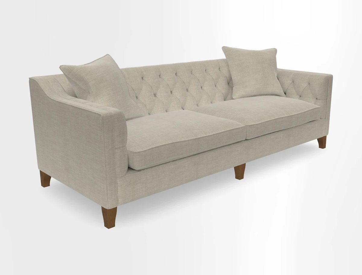 Haresfield 3 Seater Sofa in Linwood Omega Velvet Omega Airforce with Contrasting Piping