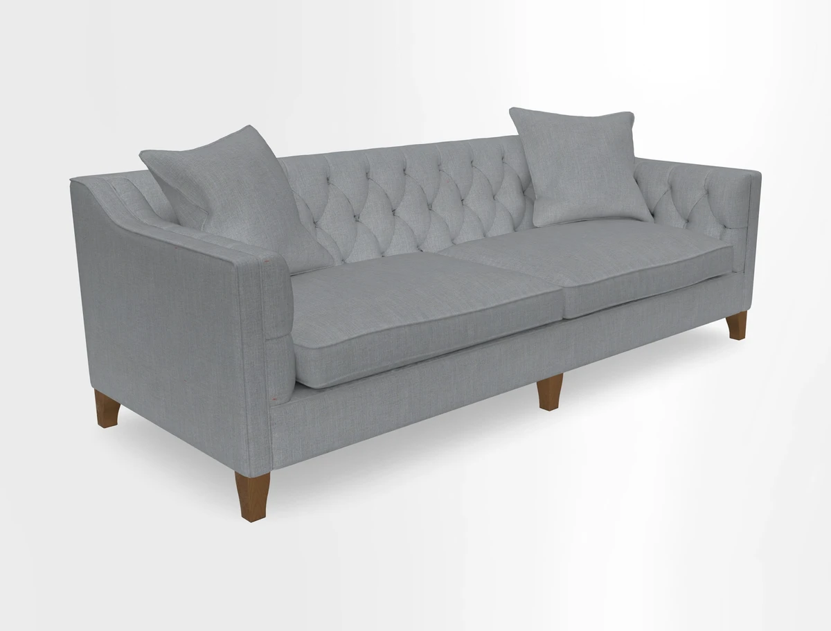 Haresfield 3 Seater Sofa in Linwood Omega Velvet Omega Airforce with Contrasting Piping