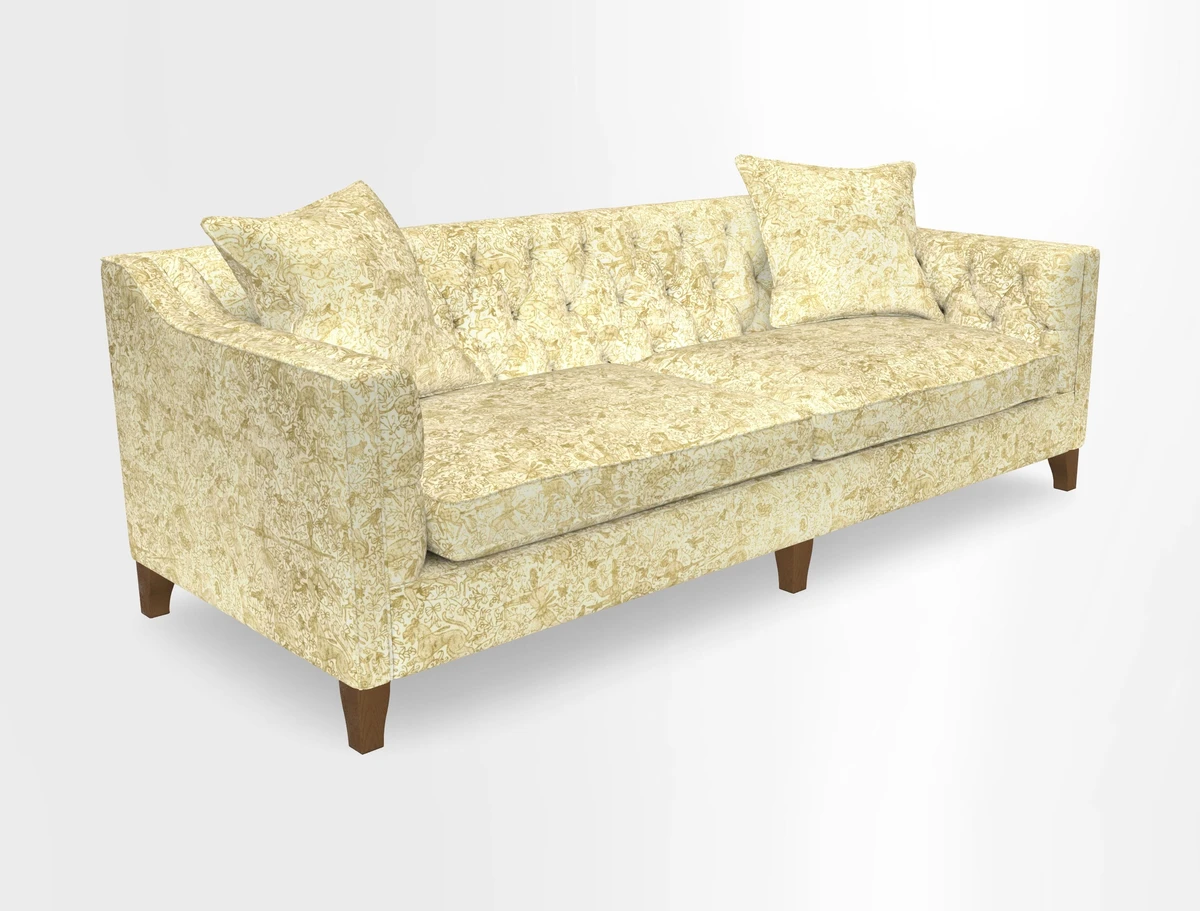 Haresfield 3 Seater Sofa in Linwood Omega Velvet Omega Airforce with Contrasting Piping