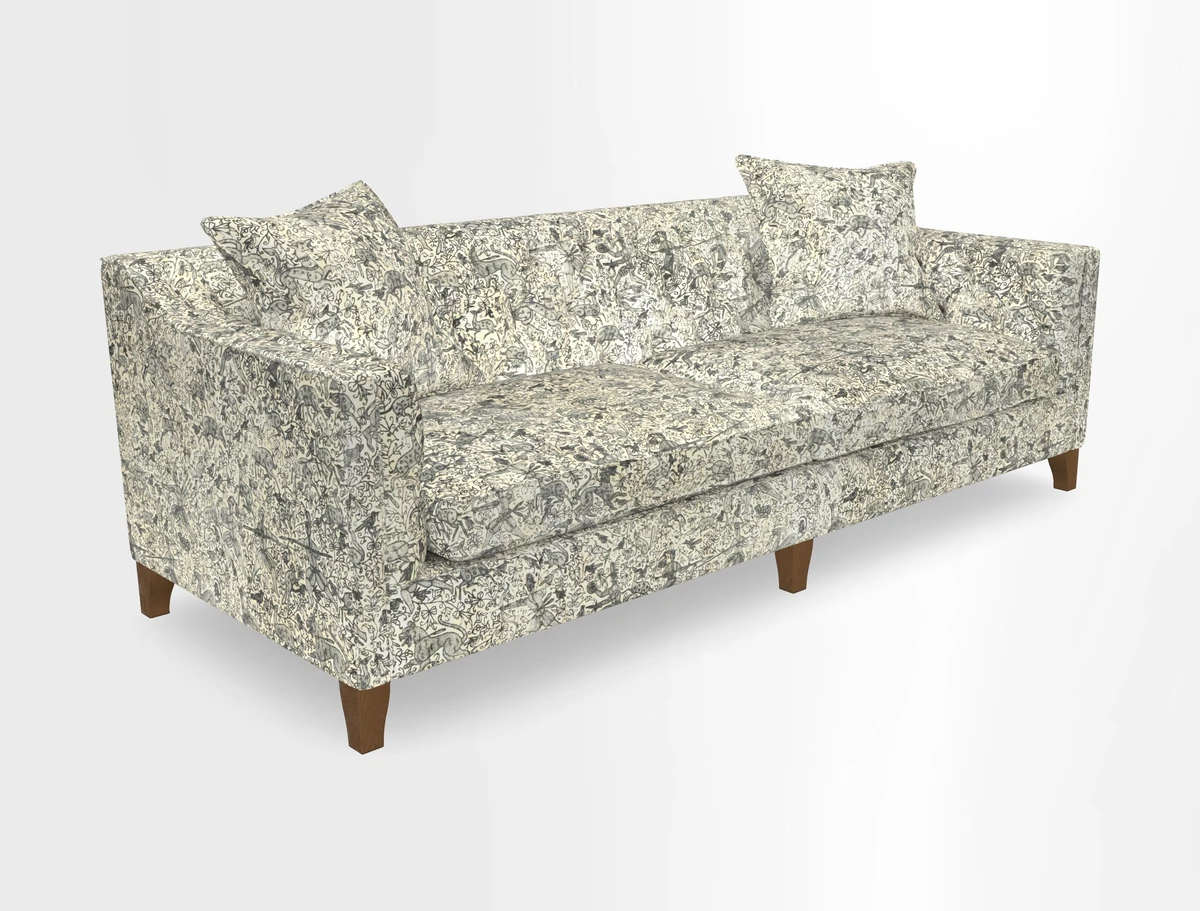 Haresfield 3 Seater Sofa in Linwood Omega Velvet Omega Airforce with Contrasting Piping